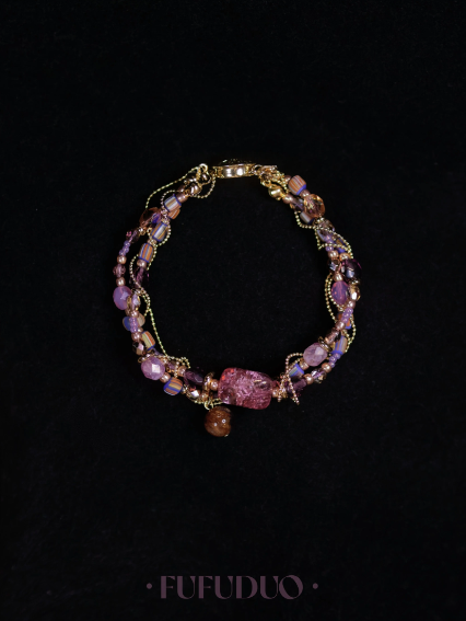 Charoite and Glass Beads Bracelet