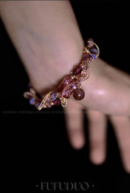 Charoite and Glass Beads Bracelet