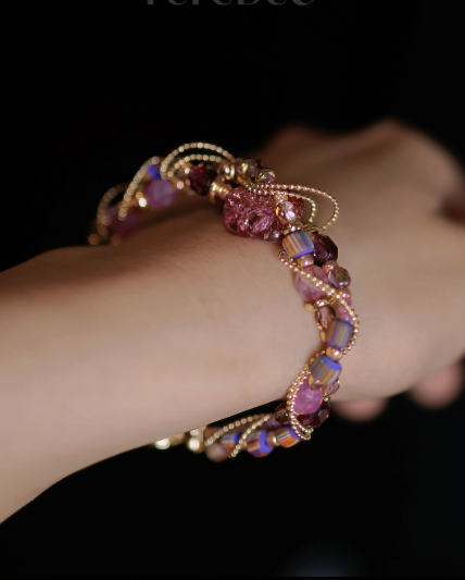 Charoite and Glass Beads Bracelet