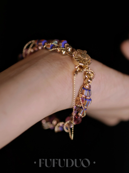 Charoite and Glass Beads Bracelet